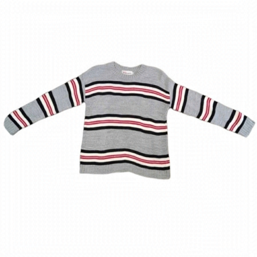 Cotton Emporium Blue And Grey Knit Striped Sweater Size M